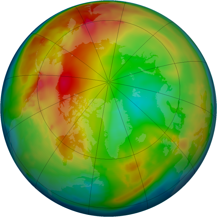 Arctic ozone map for 15 January 2010